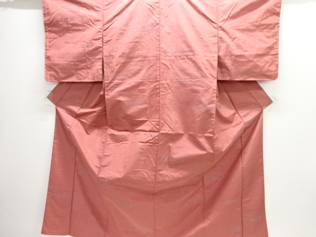 JAPANESE KIMONO / ANTIQUE KIMONO / SILK / TSUMUGI / WOVEN ABSTRACT PATTERN